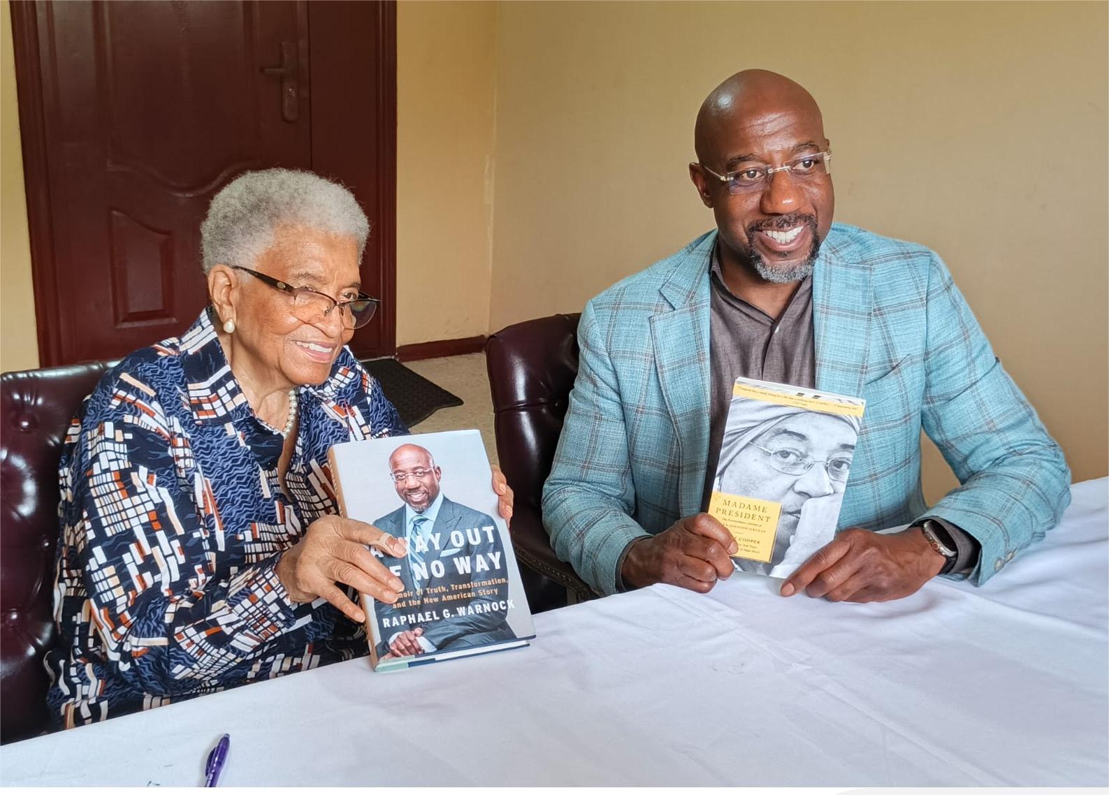 U.S. Senator Warnock meets former President Sirleaf